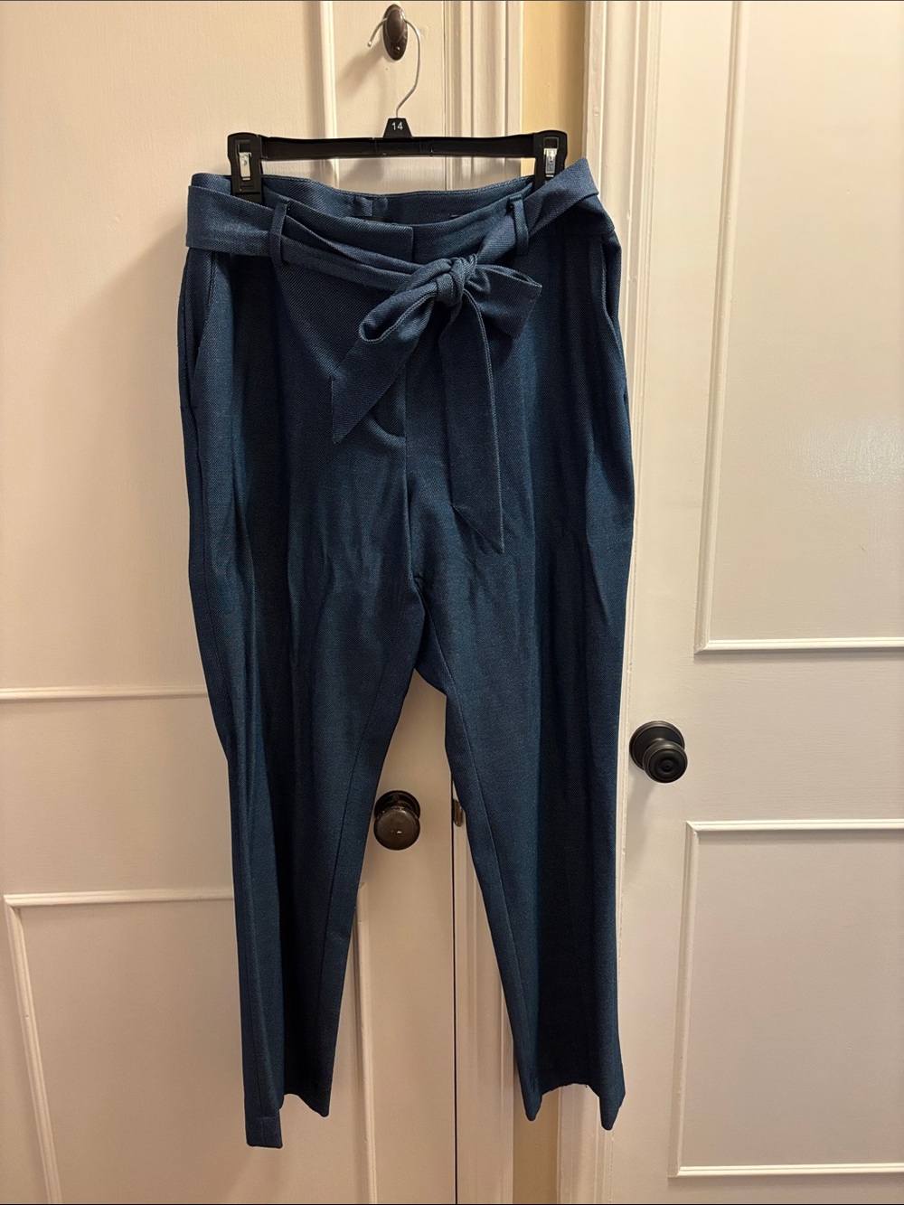 High-Rise Loft Marisa Trousers with Tie Belt - Blue